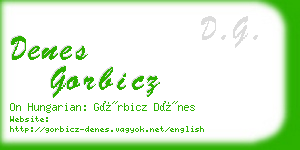 denes gorbicz business card